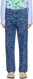Sky High Farm Workwear Navy KS Graffiti Straight Leg Jeans