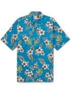 Go Barefoot - Haole Hibiscus Convertible-Collar Floral-Print Cotton Shirt - Blue