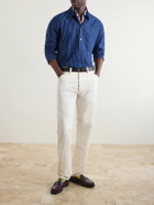 Drake's - Striped Cotton Polo Shirt - Blue