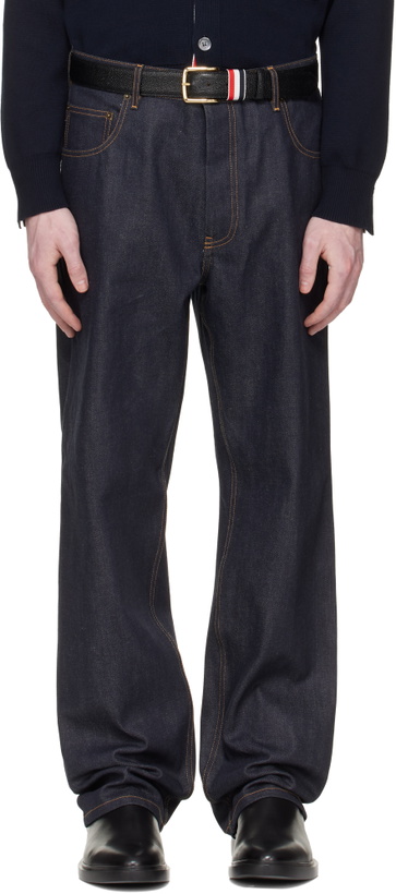 Photo: Thom Browne Navy Selvedge Denim 5-Pocket Jeans