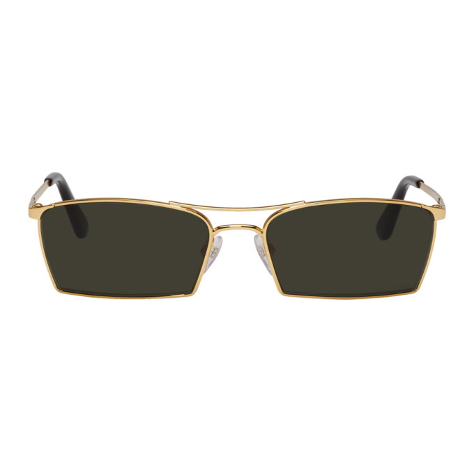 Photo: Balenciaga Gold Slim Double Bridge Sunglasses