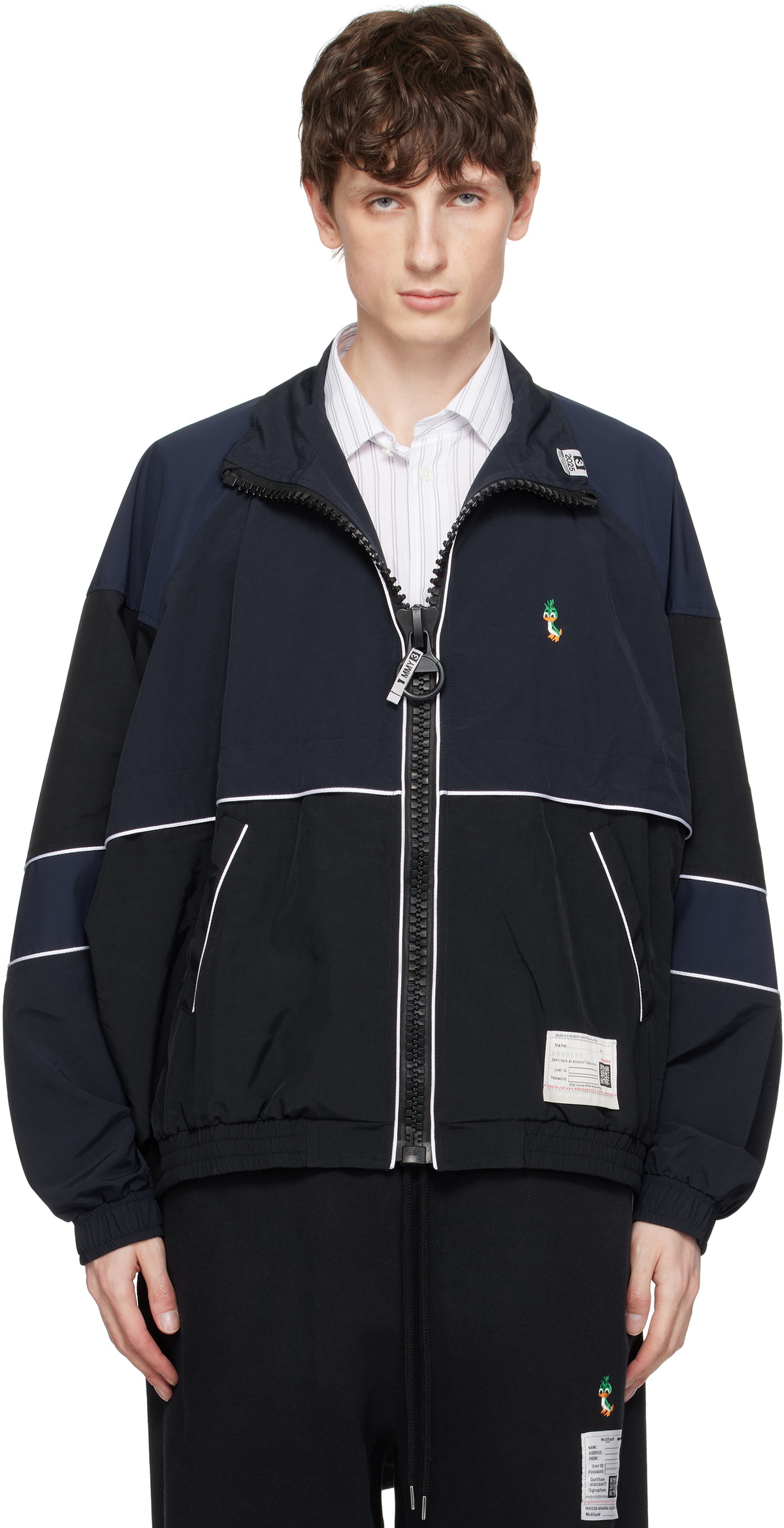 Maison MIHARA YASUHIRO Black & Navy Wide Back Track Jacket Maison