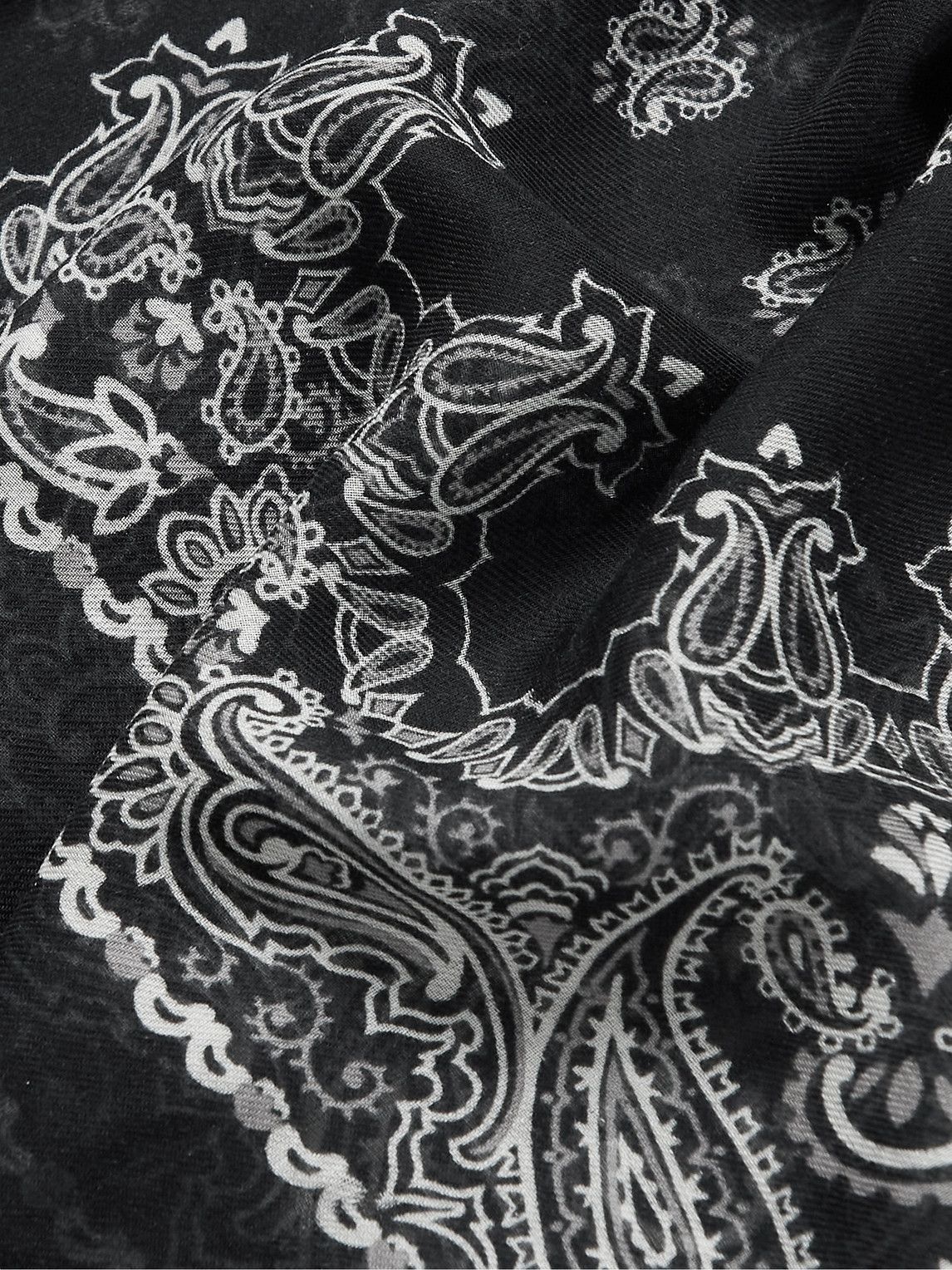 SAINT LAURENT - Fringed paisley-print modal and cashmere-blend