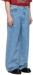 Martine Rose Blue Extended Wide Leg Jeans