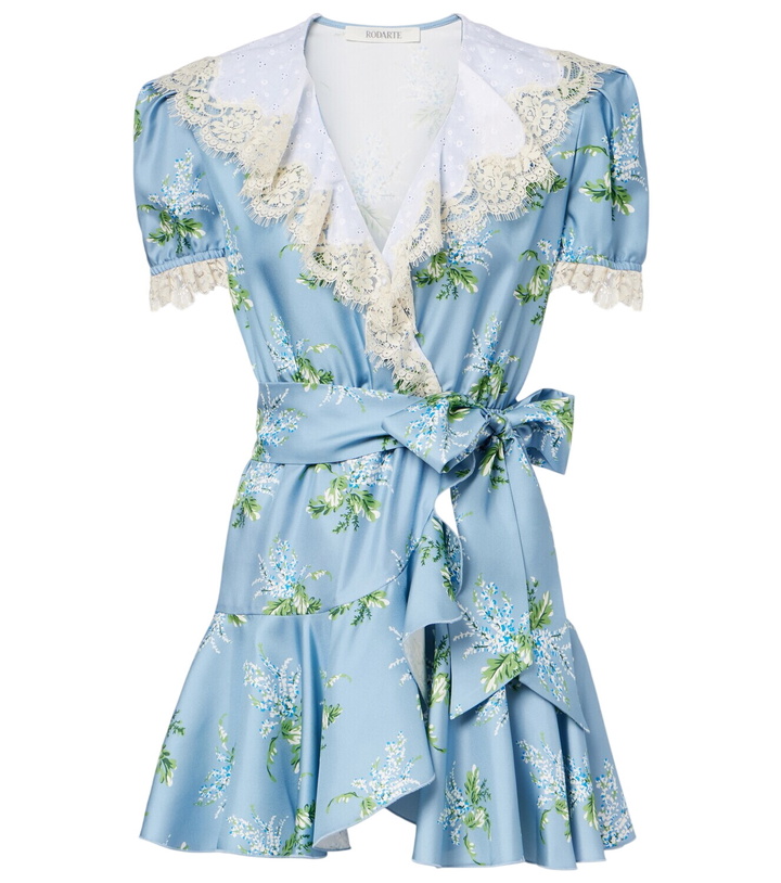 Photo: Rodarte Floral lace-trimmed silk twill minidress