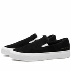 Woman by Common Projects Women's Shearling Suede Slip On Shoes in Black