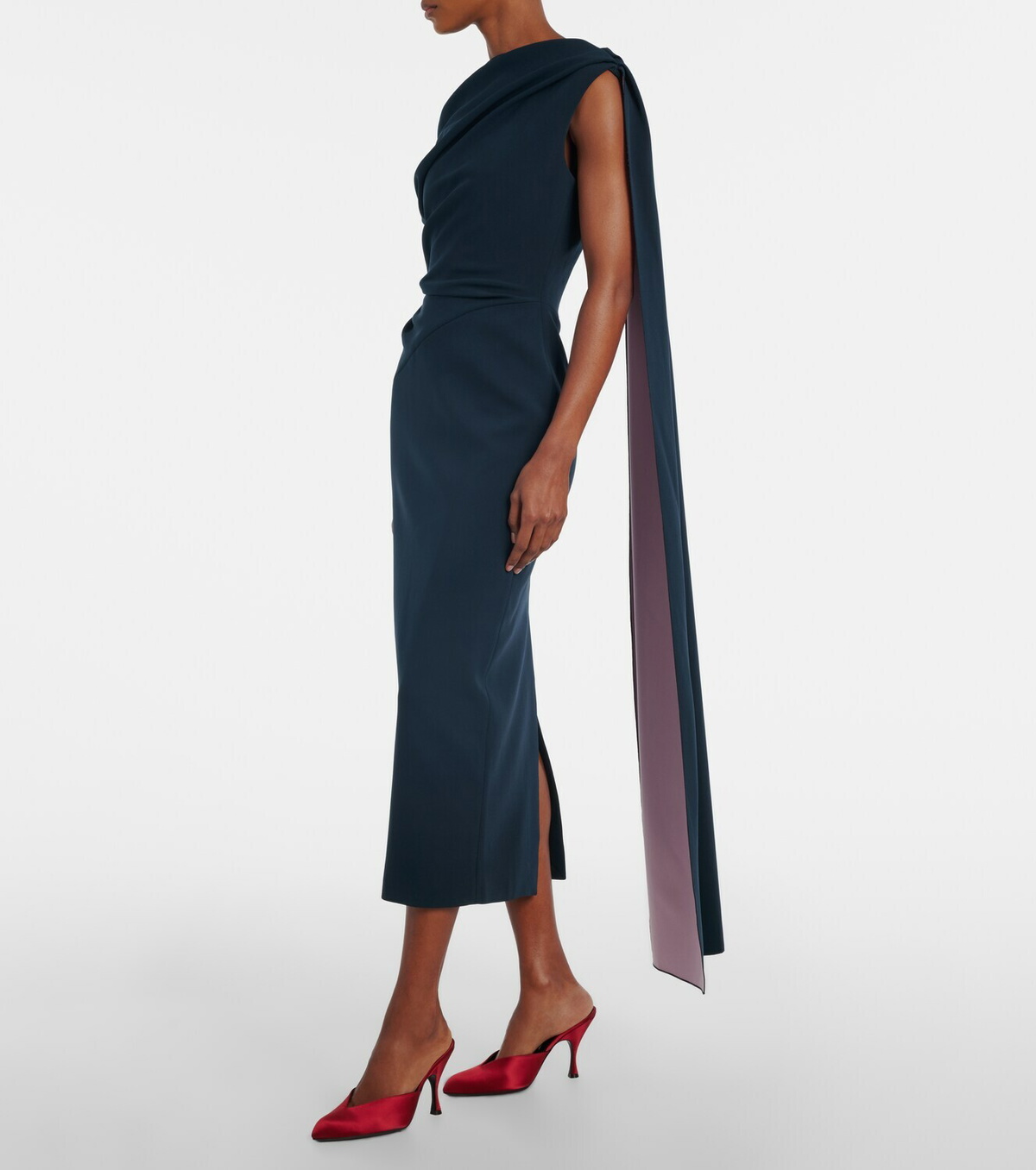 Roksanda Maite caped off-shoulder midi dress