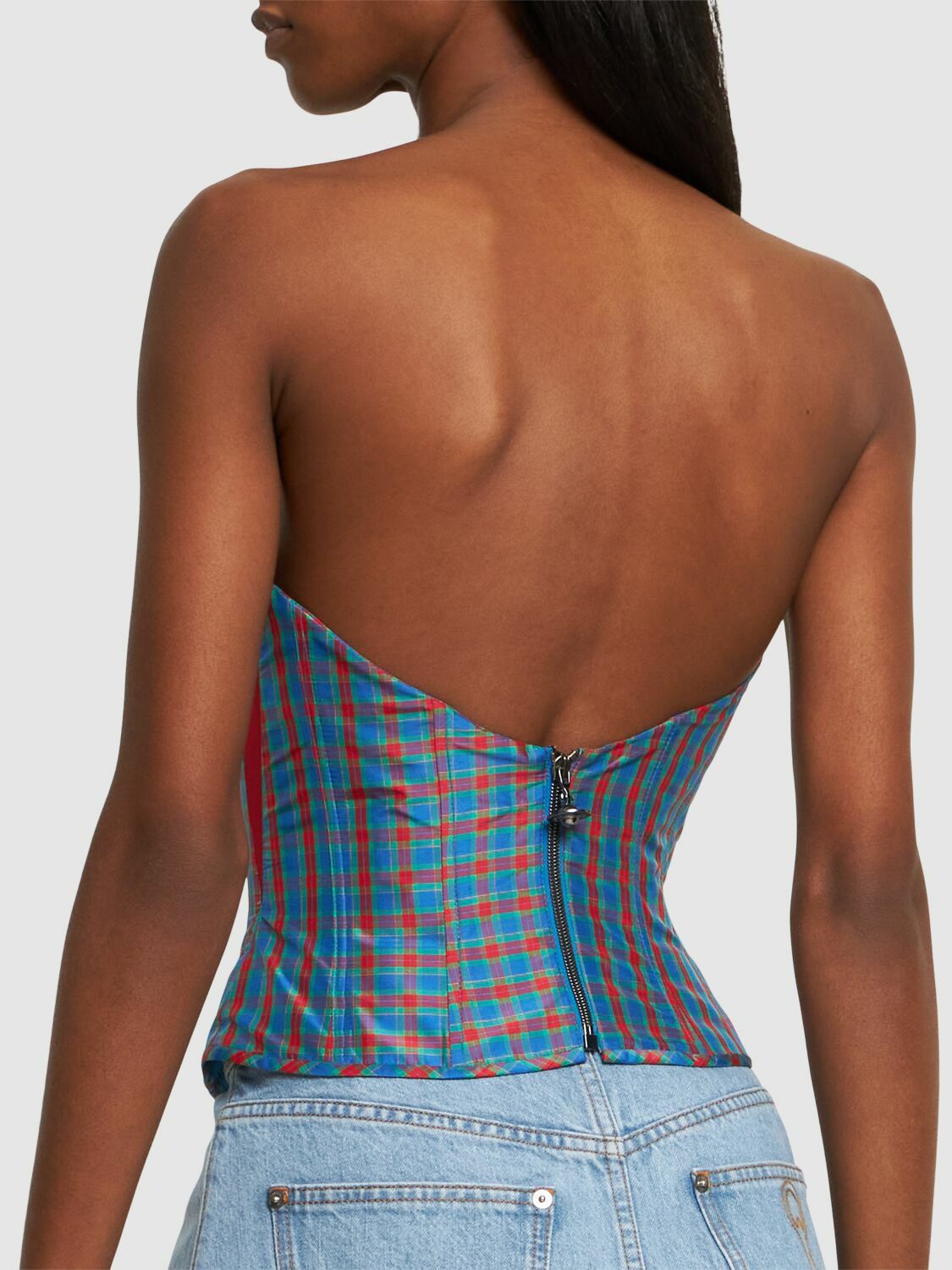 VIVIENNE WESTWOOD - Bella Checked Taffeta Strapless Corset