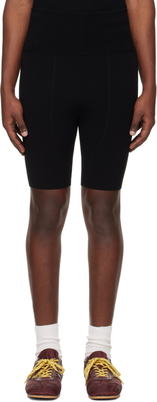 Photo: Dries Van Noten Black Rib Knit Biker Shorts