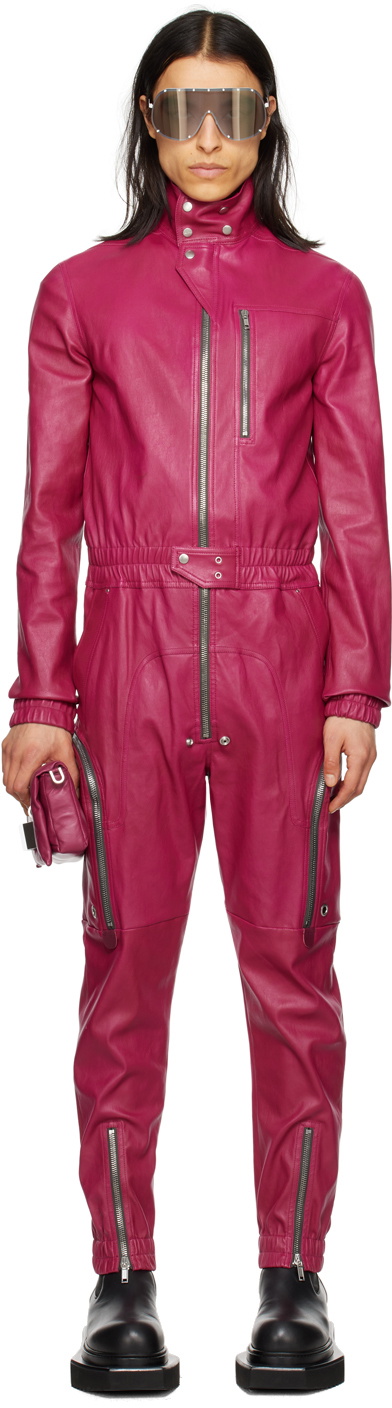 Rick Owens Pink Bauhaus Leather Jumpsuit Rick Owens