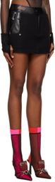 DIDU Black Patchwork Faux-Leather Miniskirt