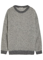 Ymc T Shape Striped Wool-blend Jumper Grey