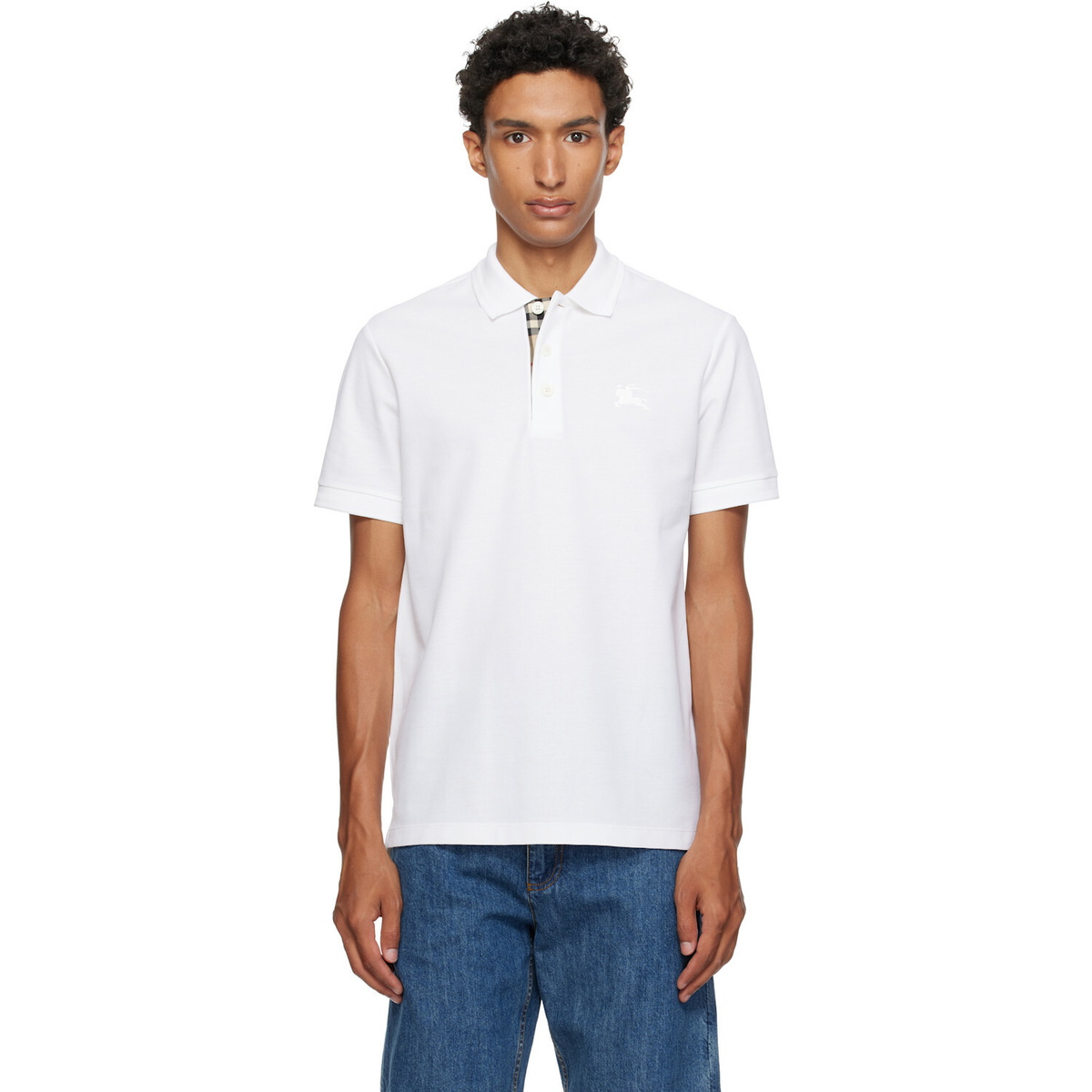 Burberry White Cotton Polo