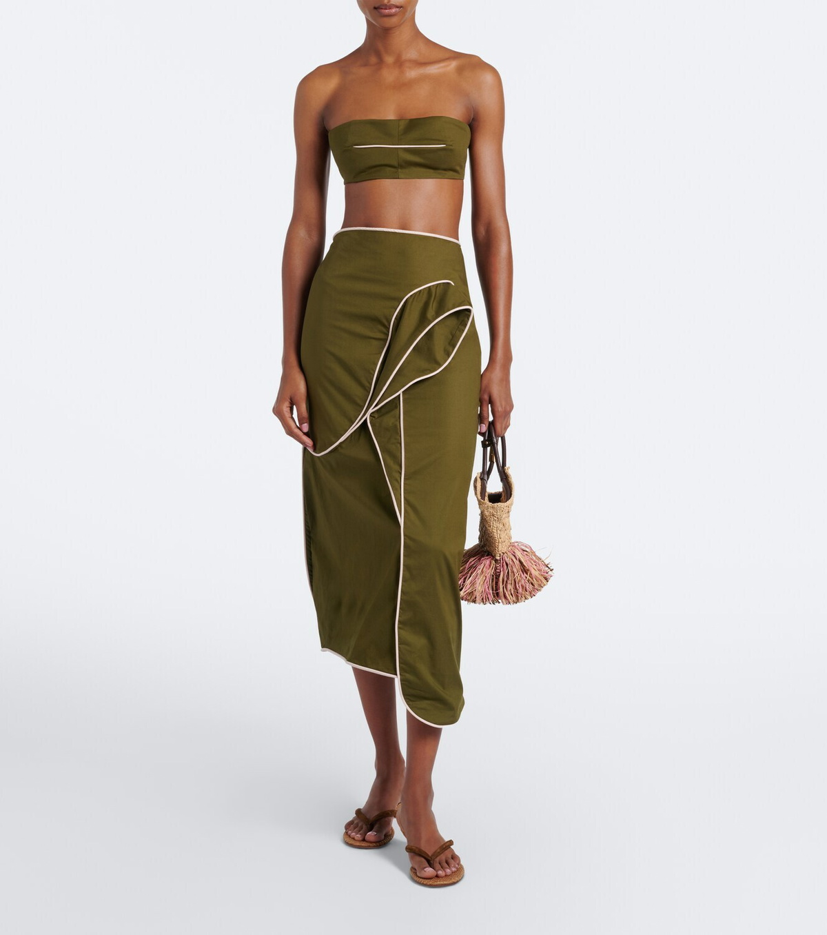 Adriana Degreas Ruffled cotton-blend midi skirt