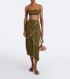 Adriana Degreas Ruffled cotton-blend midi skirt