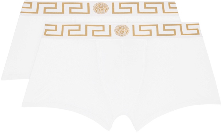 Photo: Versace Underwear Two-Pack White Greca Border Boxers