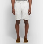 Rubinacci - Manny Pleated Cotton-Twill Bermuda Shorts - White