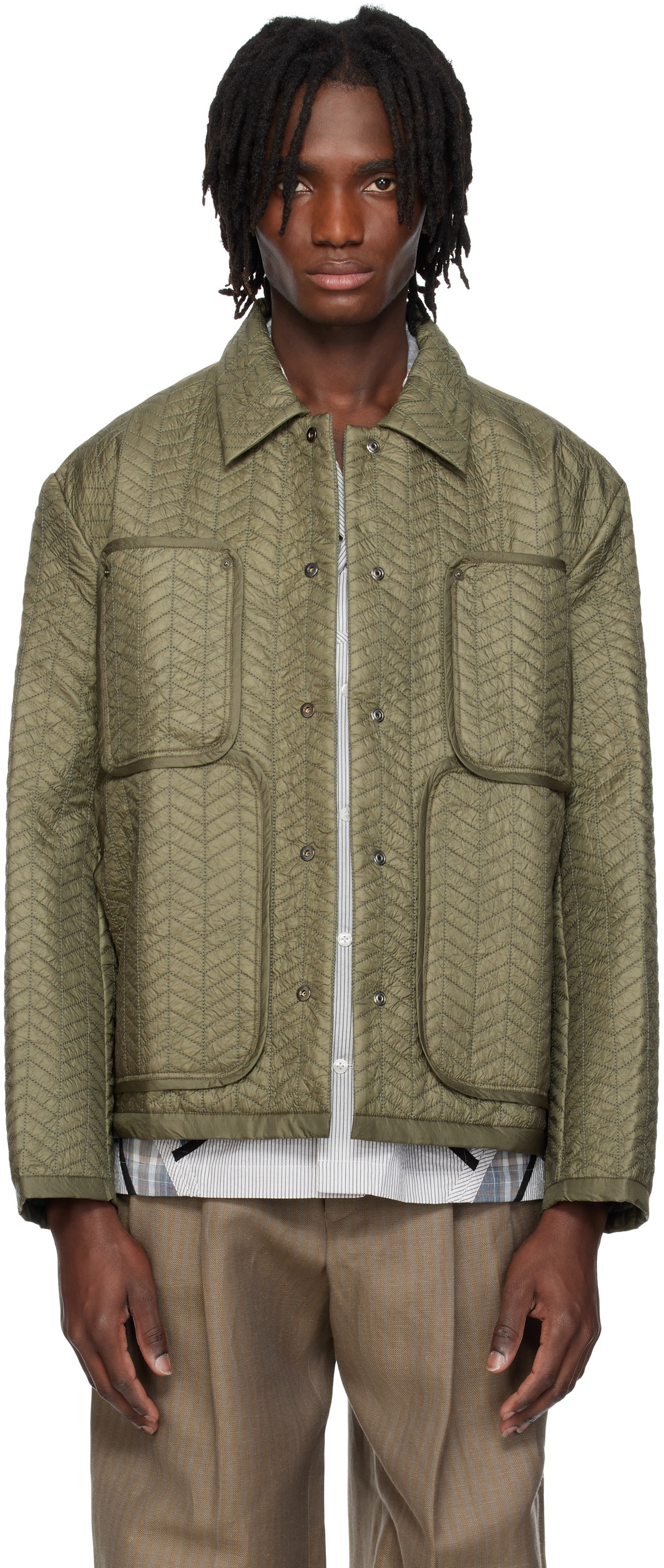 ジャケット・アウター Craig Green Stone Wash Jacket Craig Green Black and Beige Stone Wash Worker Jacket Craig Green