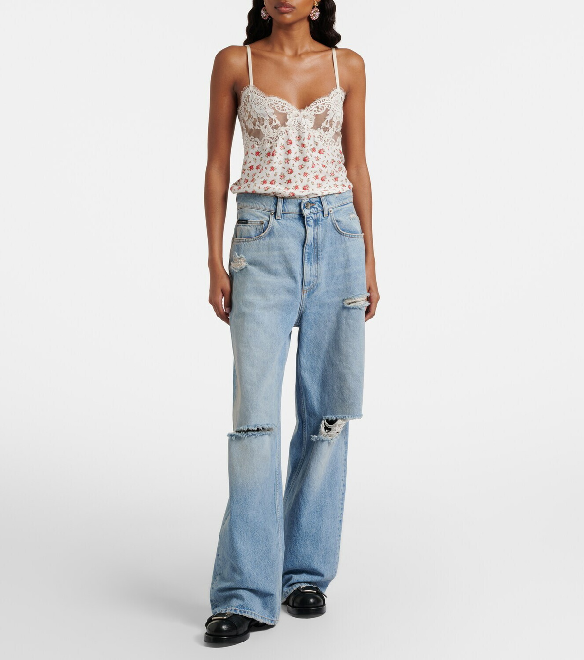 Dolce&Gabbana Distressed wide-leg jeans