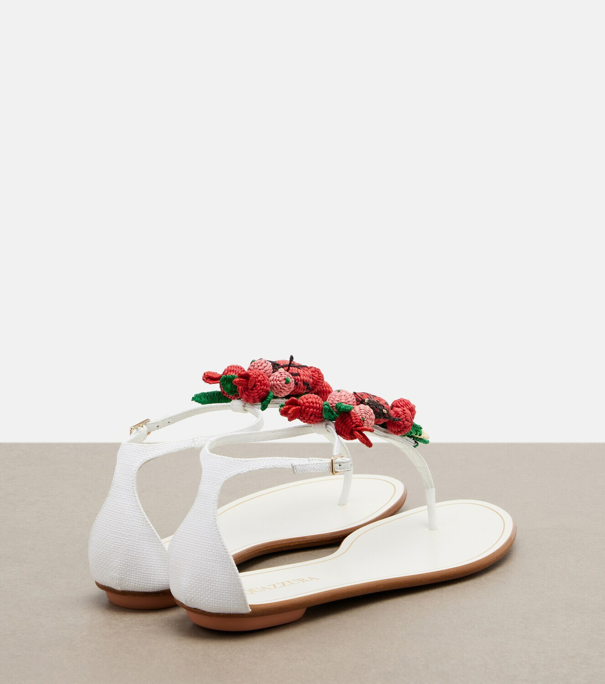 Aquazzura Botanica raffia-effect thong sandals