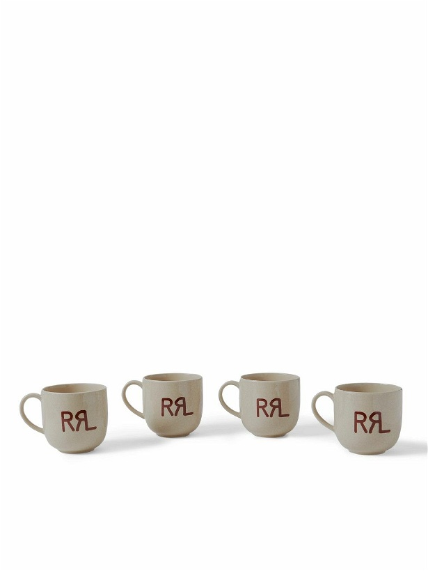 Photo: RRL - Set of Four Logo-Print Stoneware Mugs