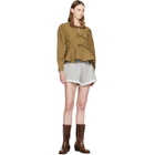 GANNI Khaki Compact Poplin Long Sleeve Peplum Blouse