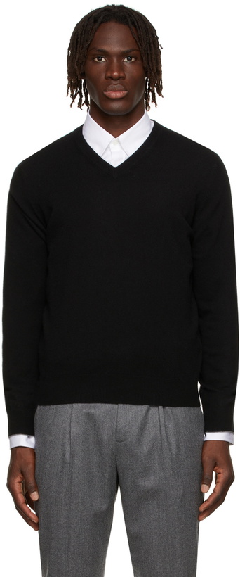 Photo: Brunello Cucinelli Black Cashmere V-Neck Sweater