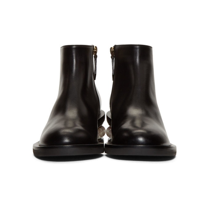 Black Croc Casati Pearl Combat Boots by Nicholas Kirkwood on Sale