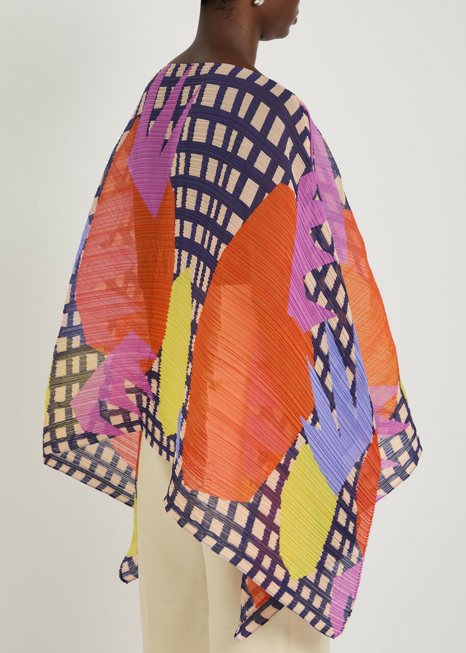 Pleats Please Issey Miyake Printed Pleated Woven Stole - Red - One Size