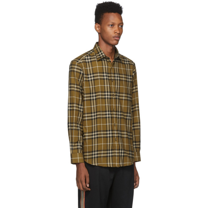 Burberry Tan Check Flannel Chambers Shirt Burberry