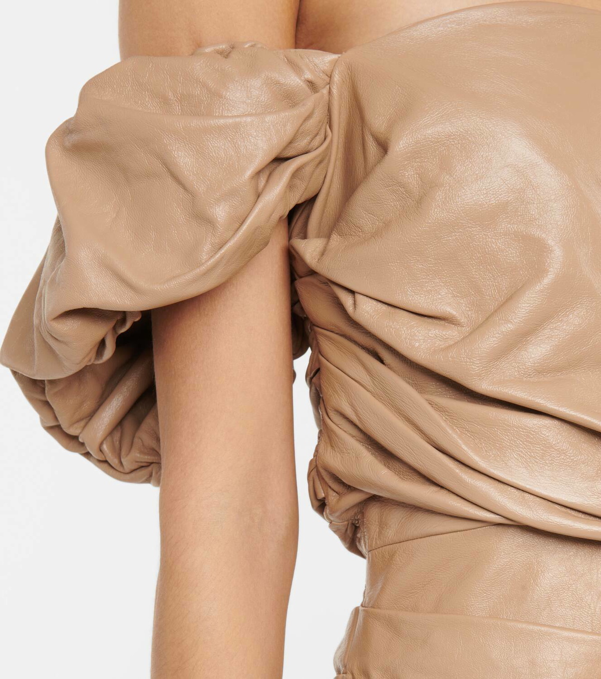 Zeynep Arçay Off-shoulder leather minidress