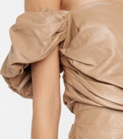 Zeynep Arçay Off-shoulder leather minidress