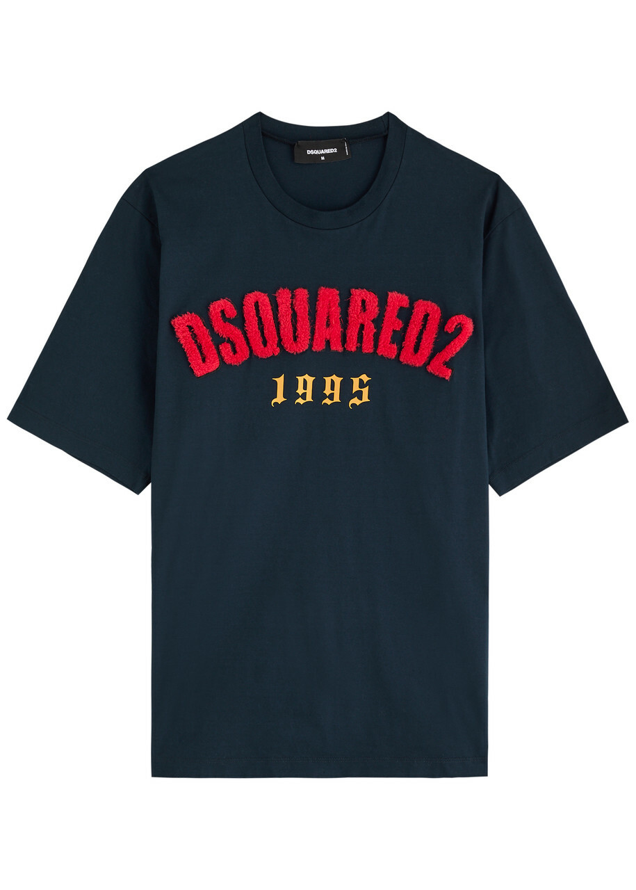 DSQUARED2 Logo-appliquéd Cotton T-shirt Navy Dsquared2
