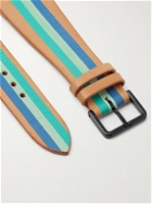 laCalifornienne - Aquamarine Striped Leather Watch Strap - Blue