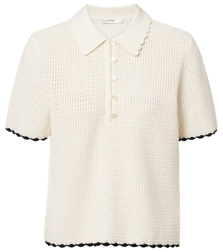 Photo: Frame Daybreak crochet scalloped polo shirt