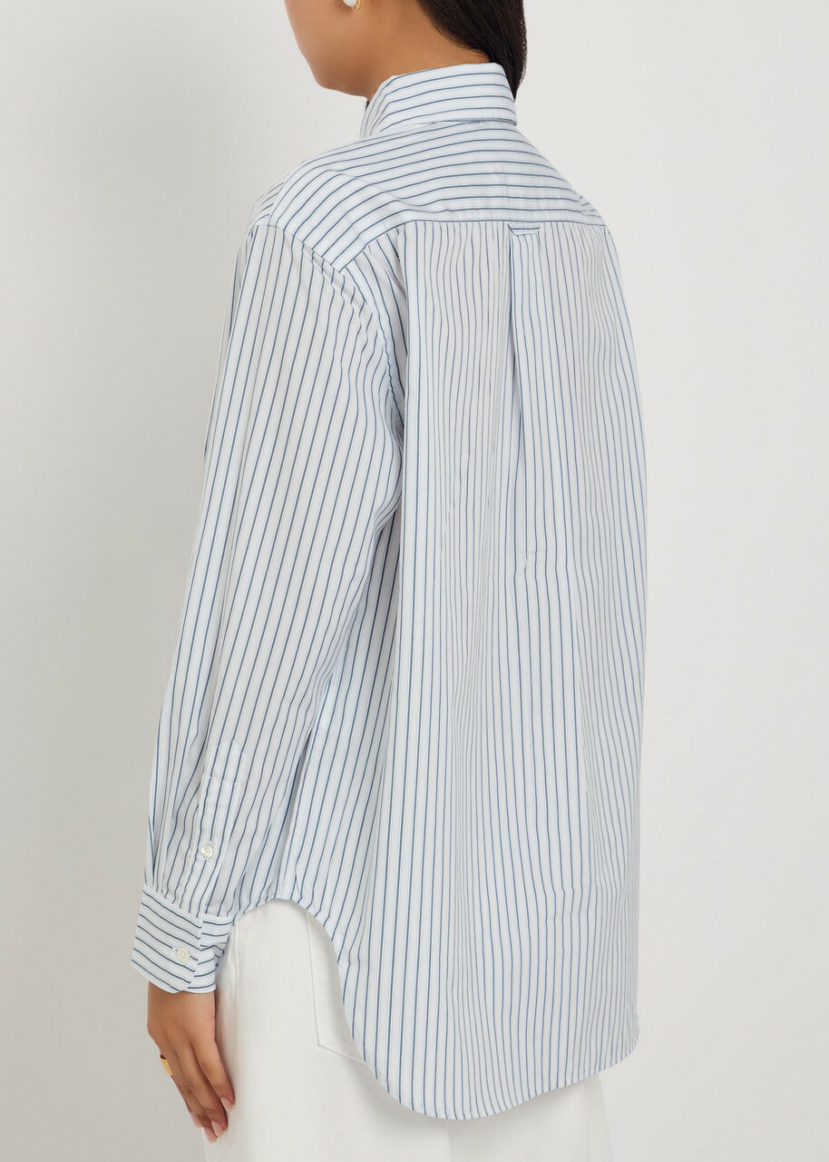Polo Ralph Lauren Striped Embroidered Cotton Shirt White