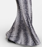 Norma Kamali Snake-print turtleneck jersey maxi dress