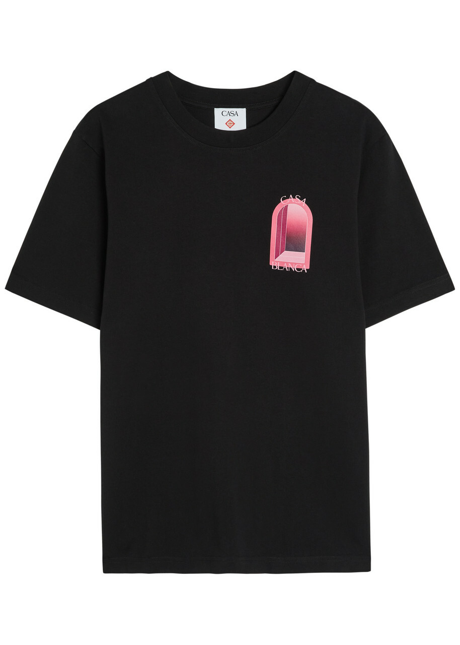 Casablanca Arches Printed Cotton T-shirt Black