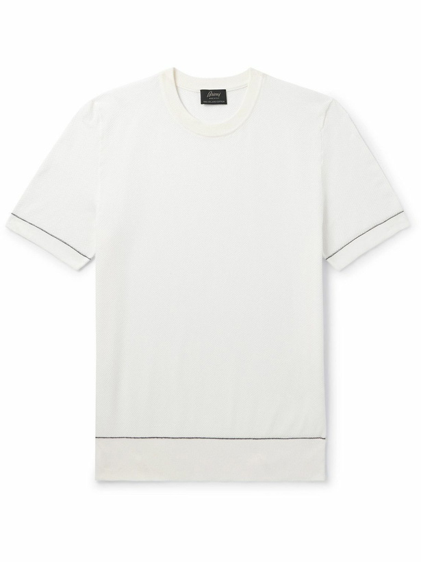 Photo: Brioni - Slim-Fit Sea Island Cotton-Piqué T-Shirt - White