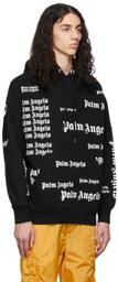 Palm Angels Black Allover Logo Hoodie