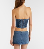 Magda Butrym Floral-appliqué denim bustier top