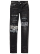 AMIRI - Skinny-Fit Appliquéd Panelled Distressed Jeans - Black