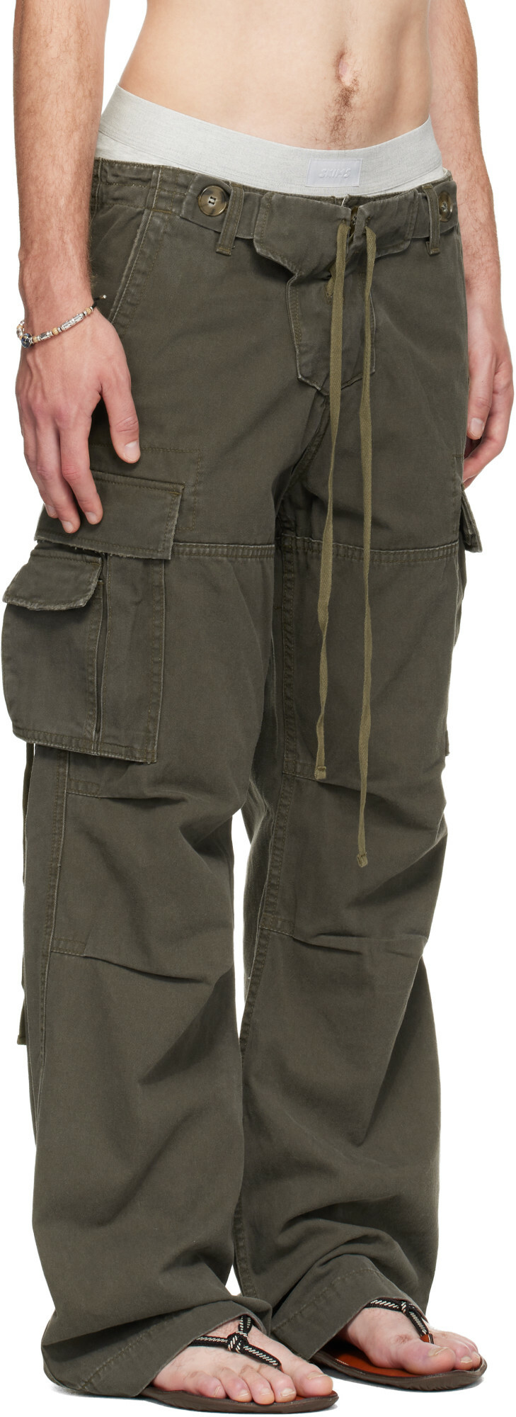 Raimundo Langlois Khaki Double Fly Cargo Pants