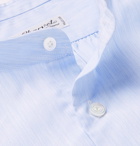 Charvet - Grandad-Collar Mélange Cotton-Poplin Shirt - Blue