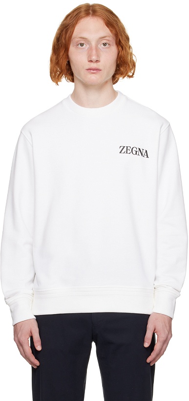 Photo: ZEGNA White Bonded Sweatshirt