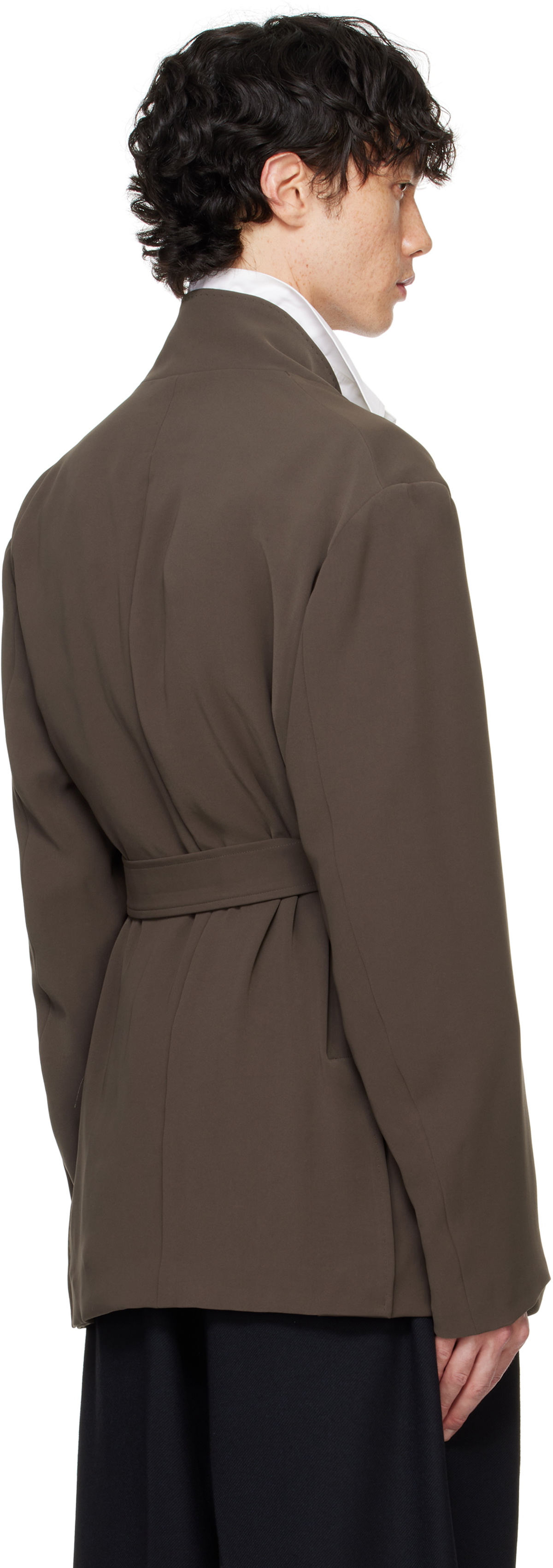 RAINMAKER KYOTO Taupe Stand Up Shawl Collar Blazer RAINMAKER