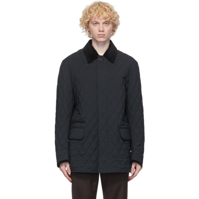 Photo: Brioni Navy Quilted Field Jacket