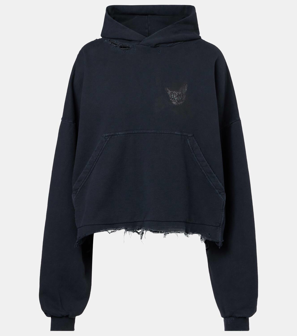 Balenciaga Logo distressed cotton-blend hoodie