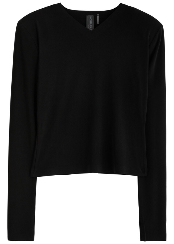 Photo: Norma Kamali Padded-shoulders Stretch-jersey top Black
