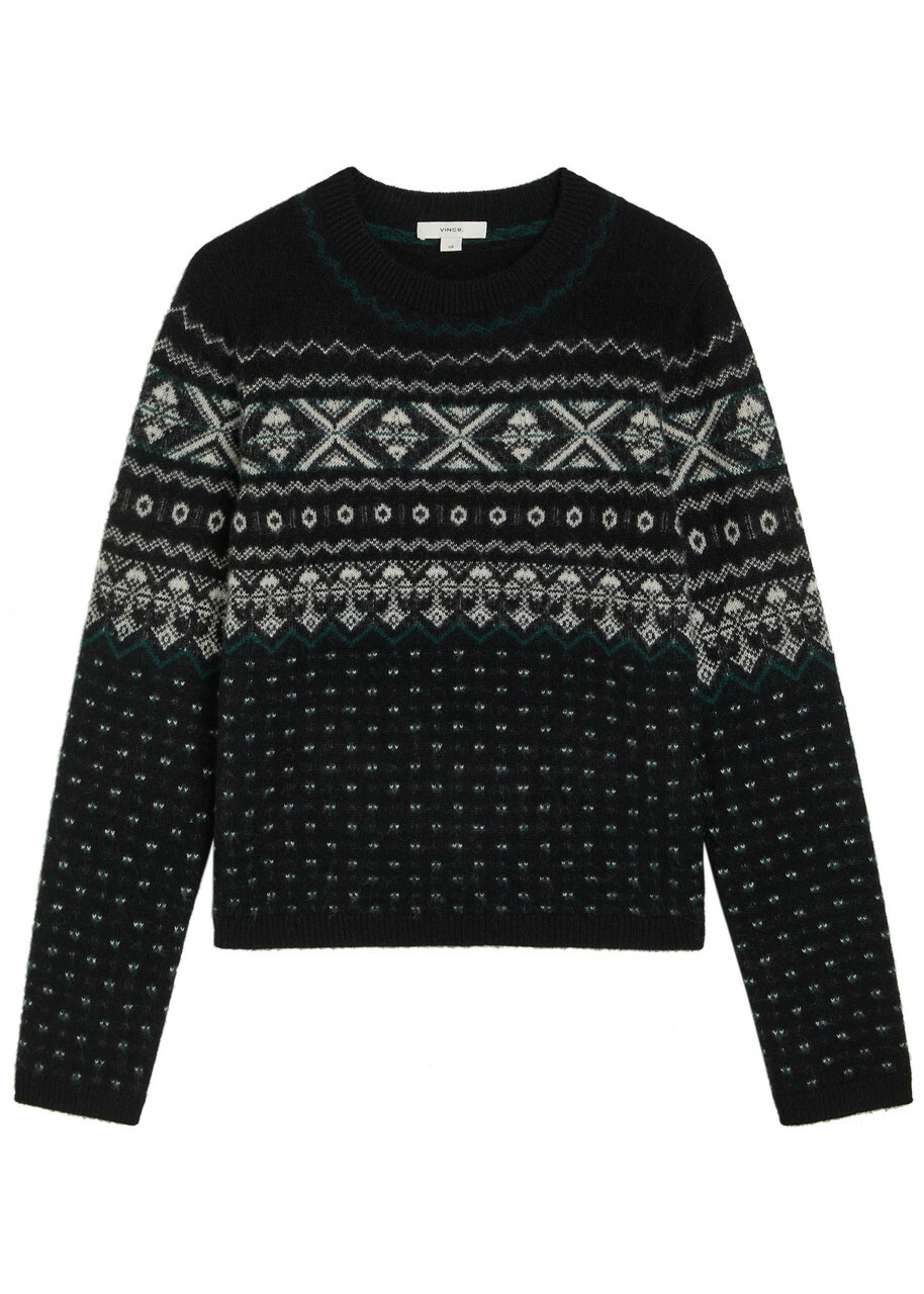 Vince Boiled Fair Isle Cashmere Jumper Black